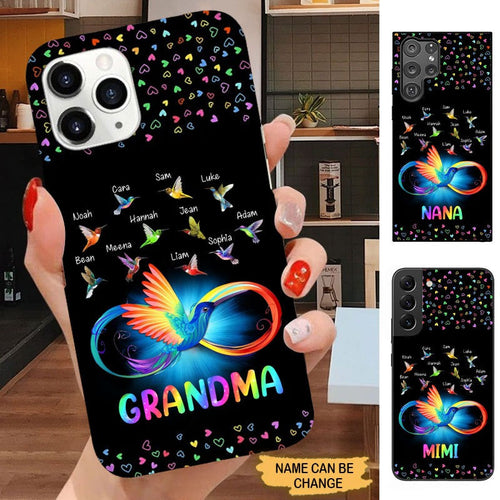 Colorful hearts Hummingbirds Grandma with Grandkids Personalized Phone case Phone case FUEL 