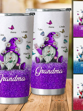 Daisy Gnome Butterfly Grandma With Grankids Nana Mommy Personalized Tumbler SC211018