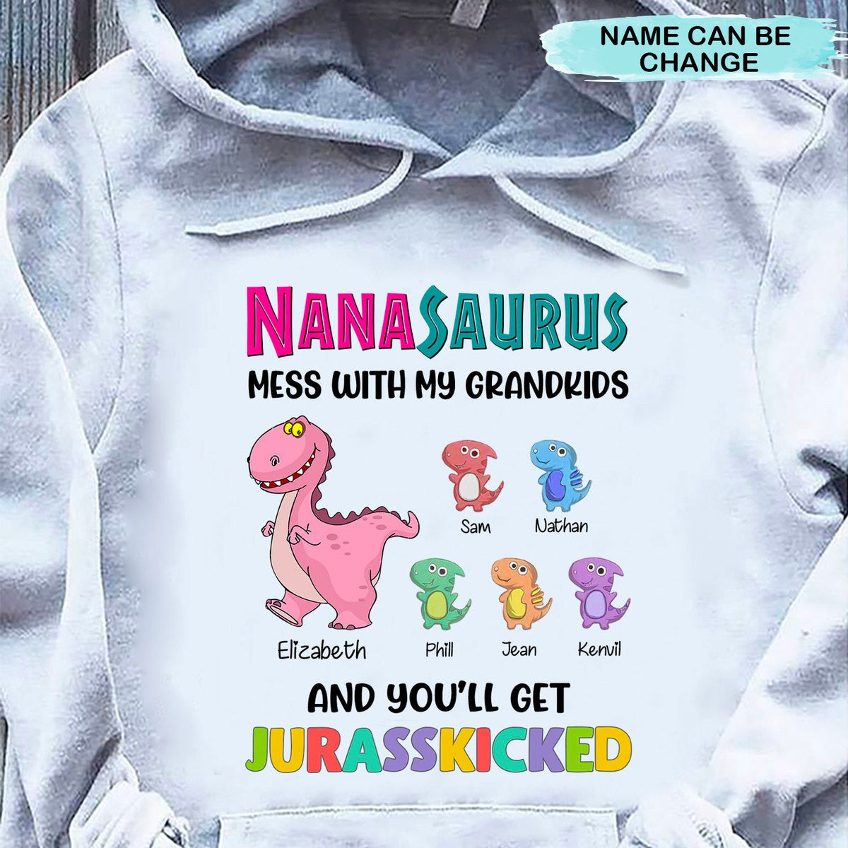 Dinosauer Nanasaurus Grandmasaurus Personalized Hoodie Shirt SC5109 Apparel ShinyCustom 