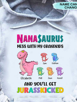 Dinosauer Nanasaurus Grandmasaurus Personalized Hoodie Shirt SC5109