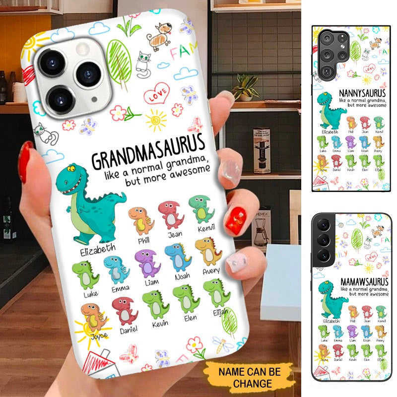 Dinosaurs Grandmasaurus Grandma with Grandkids Personalized Phone case SC7095 Phone case ShinyCustom Phone Case 