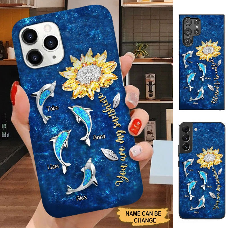 Dolphin Sunflowers You are my sunshine Grandma Nana Gigi Personalized Phone case SC2271 Phone case FUEL 