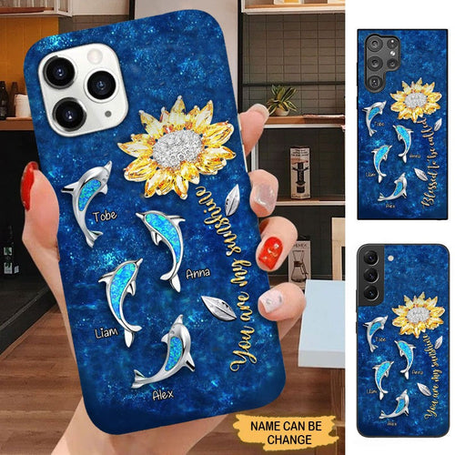 Dolphin Sunflowers You are my sunshine Grandma Nana Gigi Personalized Phone case SC2271 Phone case FUEL 
