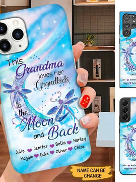 Dragonfly This Grandma love her grandkids to the moon and back Nana Mommy Personalized Phone case SC12103