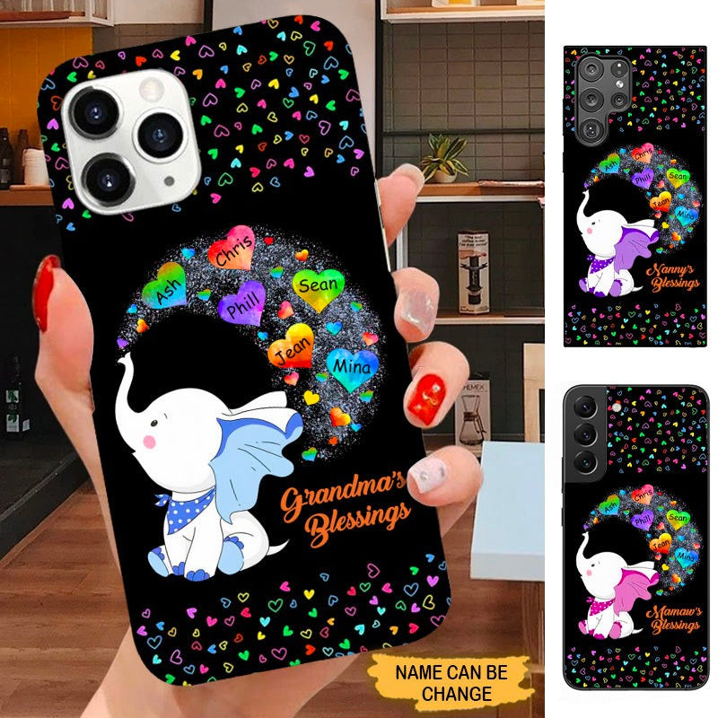 Elephant Heart Grandma's Blessings Nana Mommy Personalized Phone Case SC2491 Phone case ShinyCustom Phone Case 
