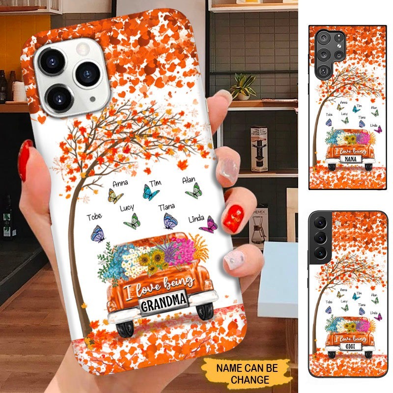 Fall Season Butterfly Truck I love Being Grandma Nana Mommy Personalized Phone case SC30918 Phone case ShinyCustom Phone Case 