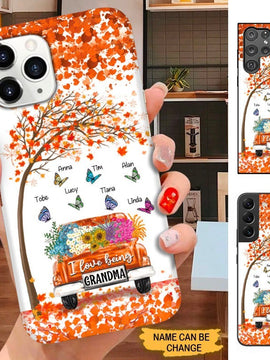 Fall Season Butterfly Truck I love Being Grandma Nana Mommy Personalized Phone case SC30918