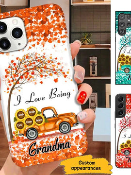 Fall Season Sunflower Truck I love Being Grandma Nana Mommy Personalized Phone case SC30914