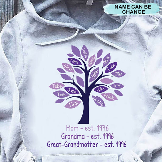 Family Tree Grandma Nana Mommy Great Grandma Personalized Hoodie Shirt SC181108