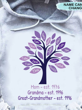 Family Tree Grandma Nana Mommy Great Grandma Personalized Hoodie Shirt SC181108