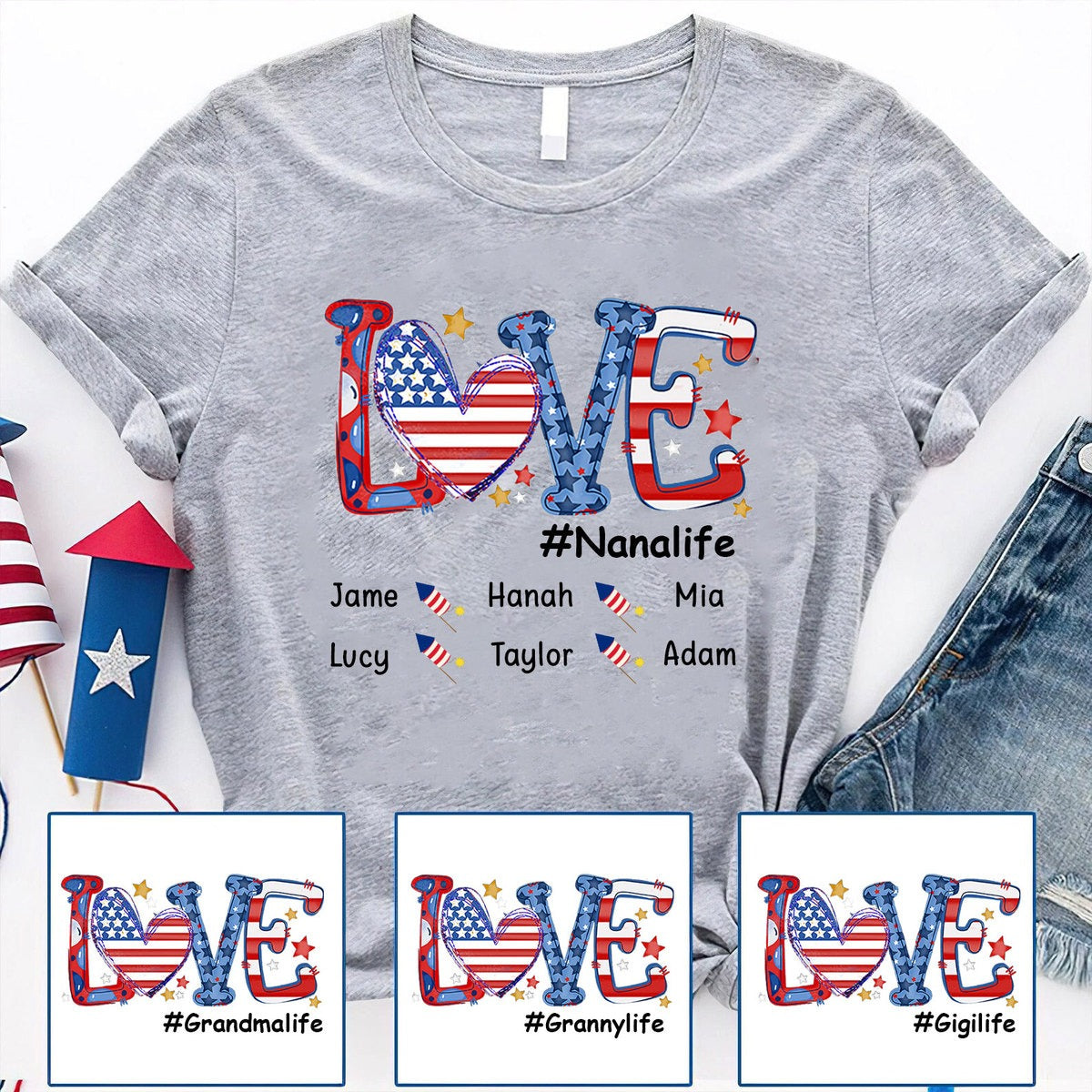 Fire cracks LOVE Nanalife Grandma life Personalized Shirt Apparel Gearment 
