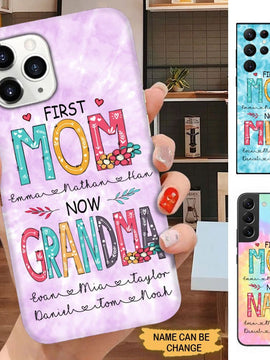 First Mom Now Grandma with Grandkids Heart Personalized Phone case SC0420