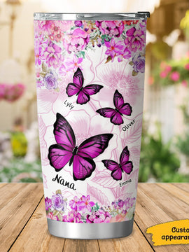 Flower Butterfly Grandma Nana Mimi Personalized Tumbler SC151109