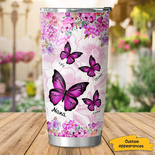 Flower Butterfly Grandma Nana Mimi Personalized Tumbler SC151109