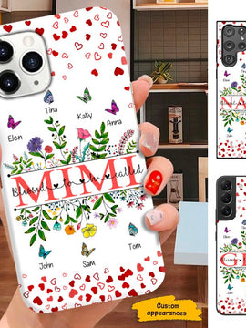 Flower Butterfly Mimi Nana Gigi Grandma with Grandkids Personalized Phone Case SC253238