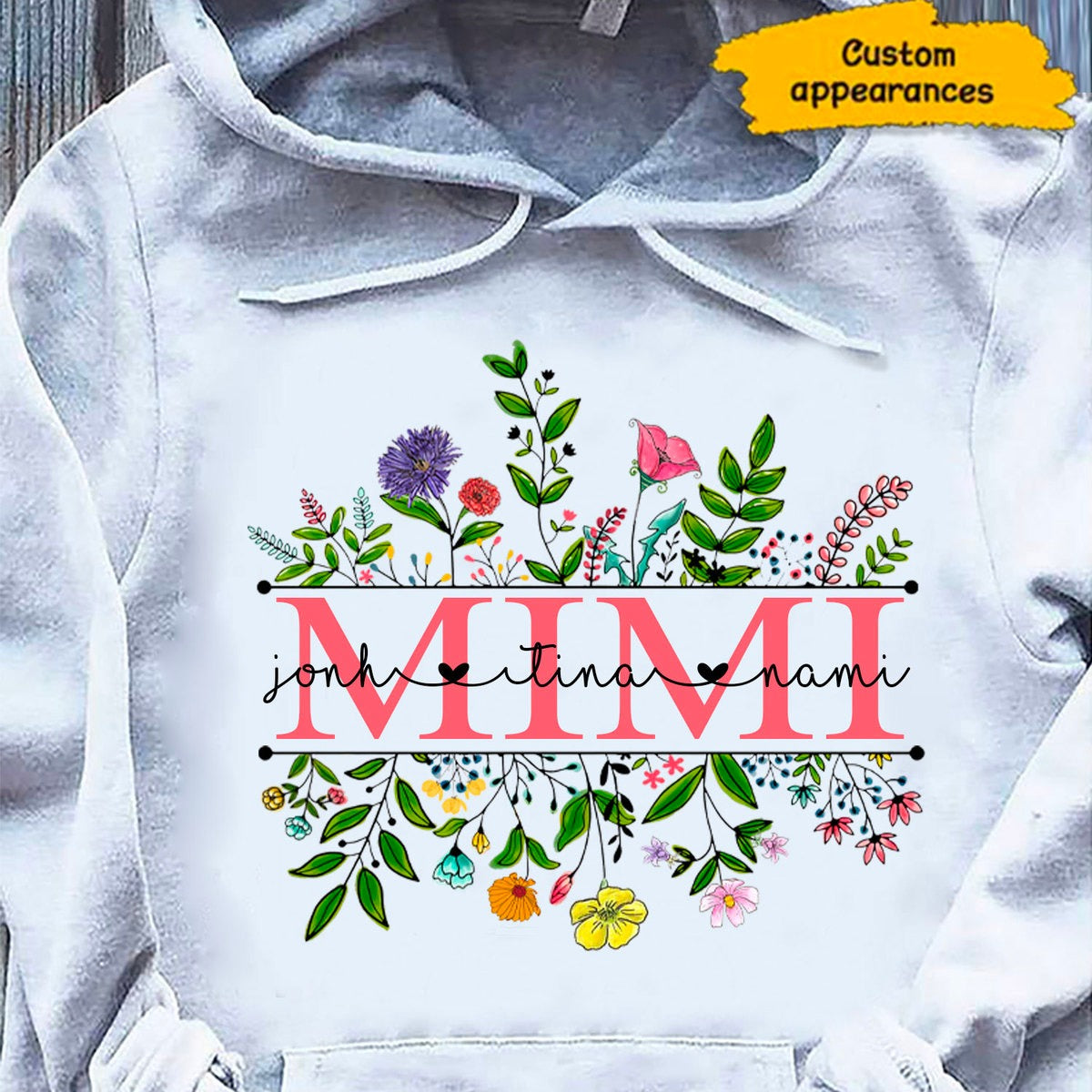 Flower Grandma Nana Mimi Mom Personalized Hoodie Shirt SC912316