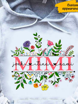 Flower Grandma Nana Mimi Mom Personalized Hoodie Shirt SC912316