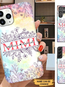 Flower Grandma with Grandkids Mommy Nana Mimi Personalized Phone case