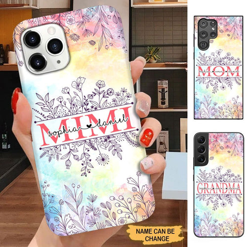 Flower Grandma with Grandkids Mommy Nana Mimi Personalized Phone case Phone case FUEL 