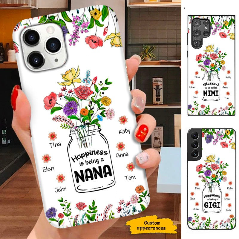 Flower Happiness is being a Nana Mimi Mom Grandma Personalized Phone case SC912312