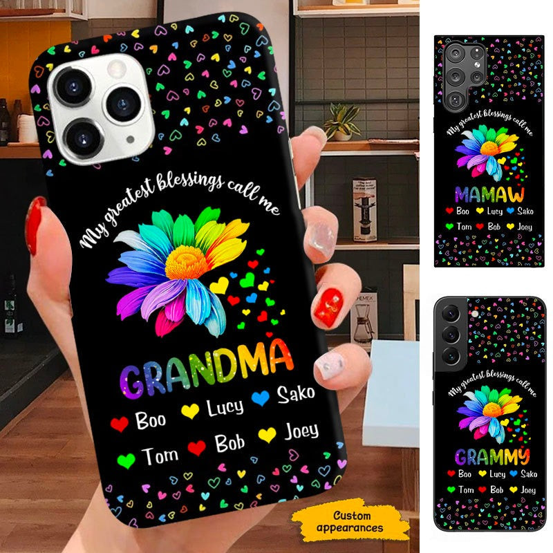 Flower My greatest blessings called me Grandma Nana Mimi Personalized Phone case SC291239