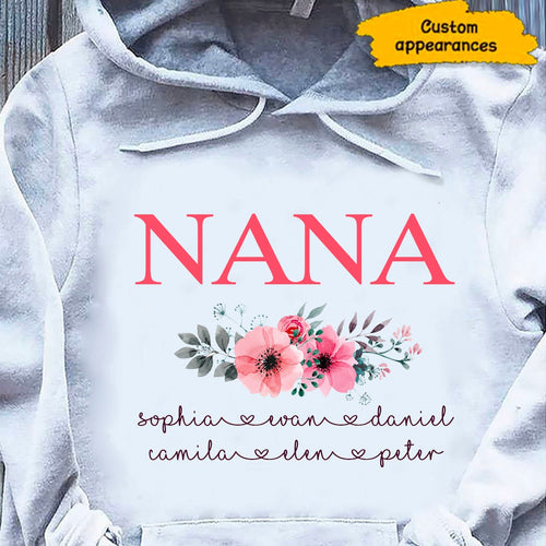 Flower Nana Grandma Mimi Mom Personalized Hoodie Shirt SC261211