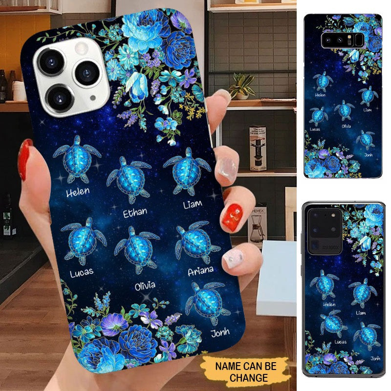 Flower Turle Grandma With Grandkids Personalized Phone Case Phone case FUEL 