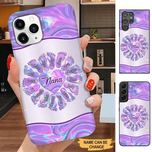 Footprint Hologram style Nana Mimi Gigi Grandma Personalized Phone case SC3082 Phone case ShinyCustom Phone Case 
