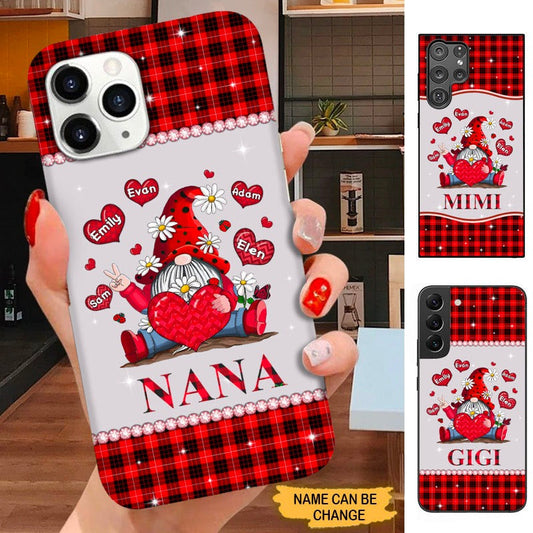 Gnome Heart Grandma Nana Mommy Red Plaid Personalized Phone Case SC141011 Phone case ShinyCustom Phone Case 
