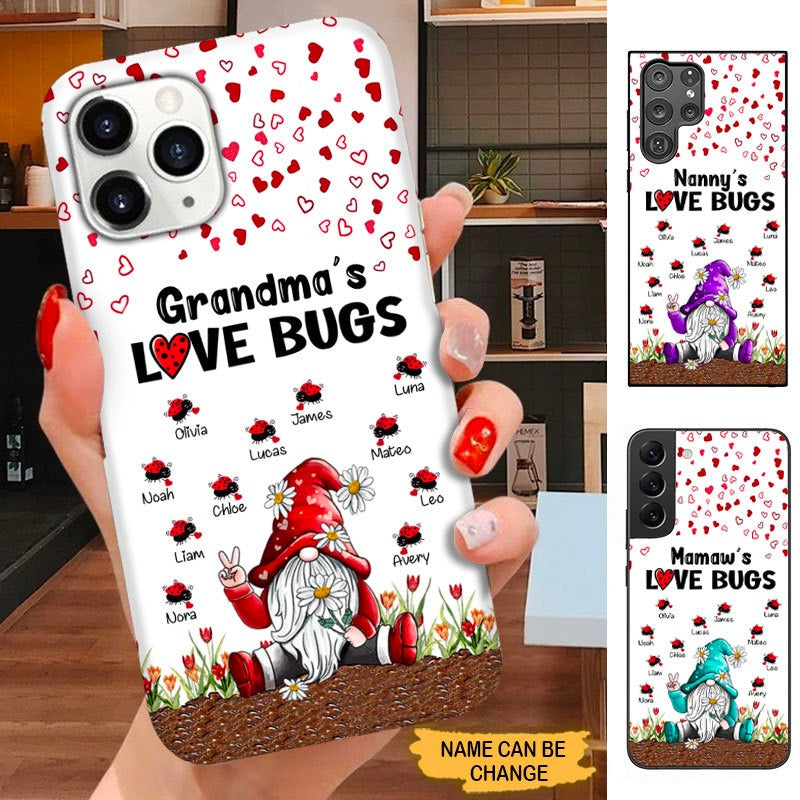 Gnome Ladybug Grandma Nana Mommy Love Bugs Personalized Phone case SC3097 Phone case ShinyCustom Phone Case 