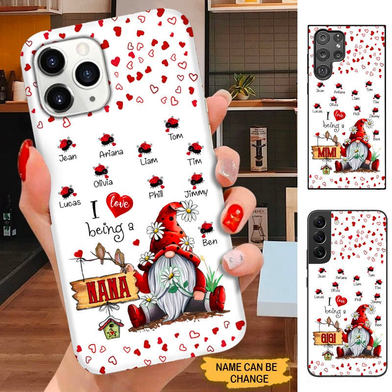 Gnome Ladybug I Love being Grandma Nana Mommy Personalized Phone case SC14104 Phone case ShinyCustom Phone Case 