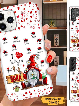 Gnome Ladybug I Love being Grandma Nana Mommy Personalized Phone case SC14104