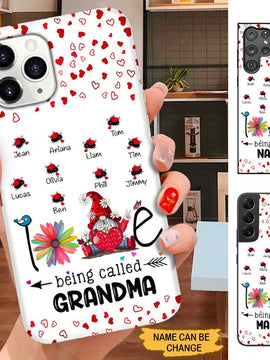 Gnome Ladybug Love being called Grandma Nana Mommy Personalized Phone case SC18105