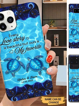 God bless the broken road that led me straight to you Turtle Couple Personalized Phone case