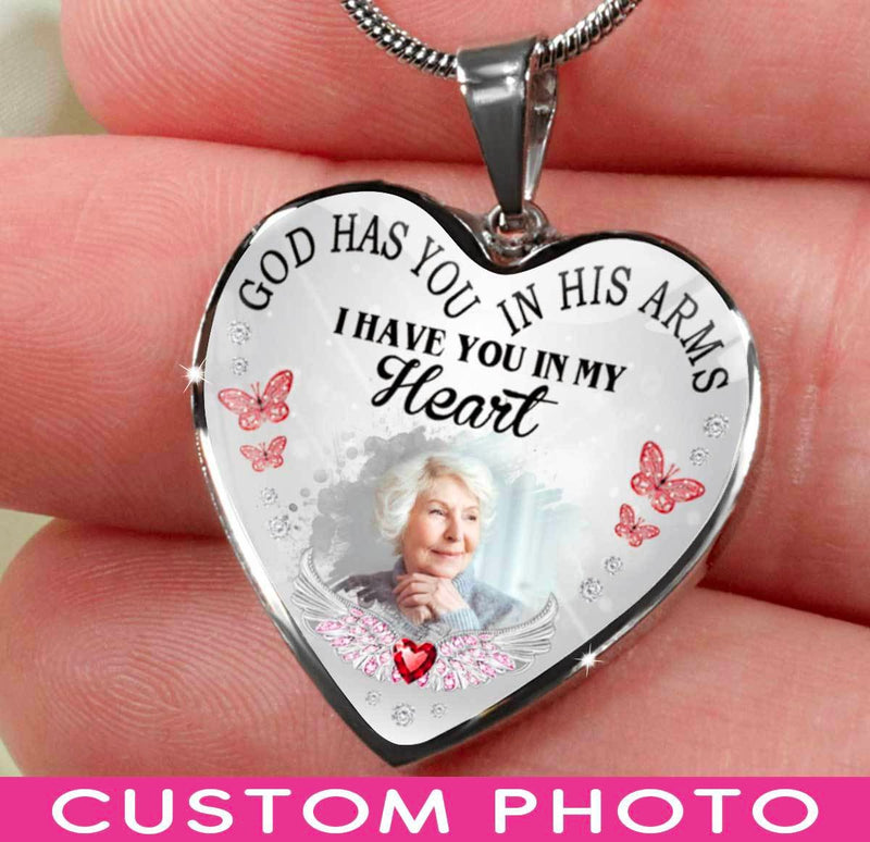 God has you in his arms I have you in my heart Memorial Personalized Necklace SC281236