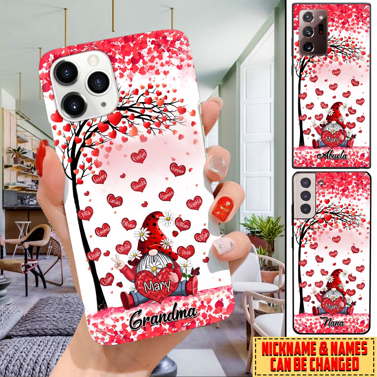 Grandma Gnome With Hearts Grandkid Name Personalized Custom Phone Case 14jan22ndh01 Phone case FUEL 