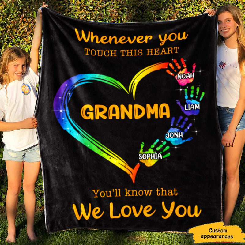 Grandma Whenever You Touch This Heart Personalized Blanket SC2764 Fleece Blanket ShinyCustom