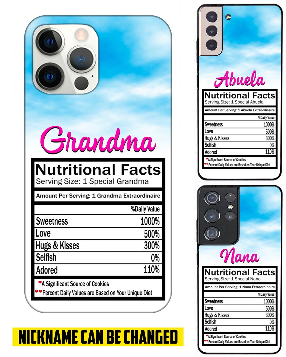 Grandma, mom, mother funny nutrition facts personalized phone case Phone case FUEL 