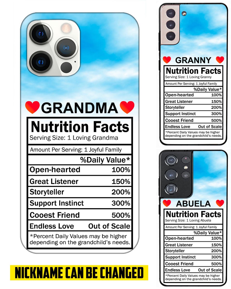 Grandma, mom, mother funny nutrition facts personalized phone case Phone case FUEL 