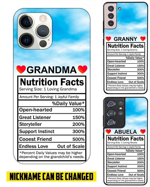 Grandma, mom, mother funny nutrition facts personalized phone case Phone case FUEL 