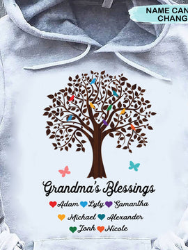 Grandma's Blessings Tree Personalized Grandma Nana Shirt