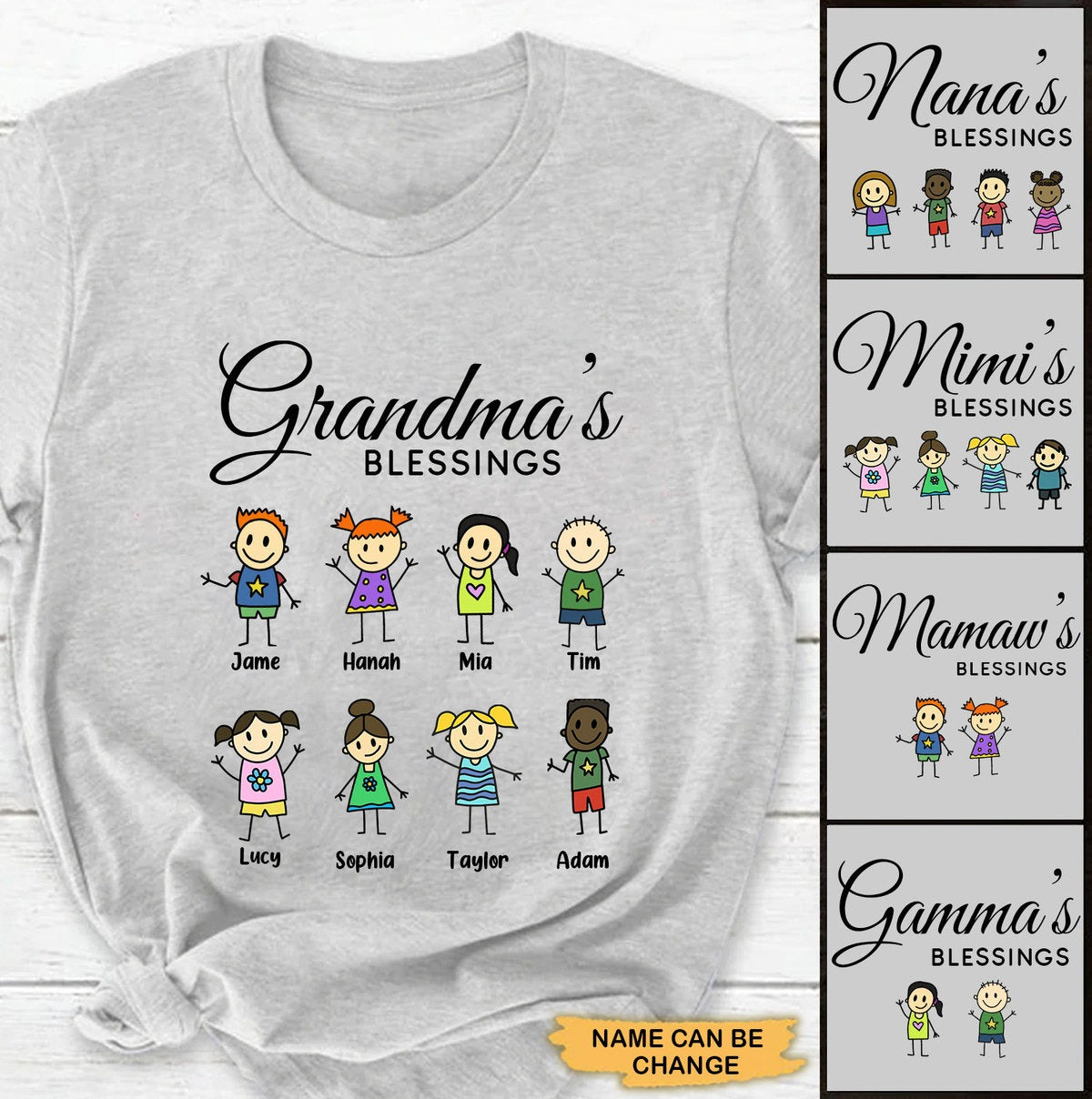 Grandma's Blessings funny kids Personalized Shirt Apparel Gearment 