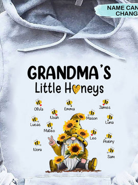 Grandma's Little Honeys Bee Mommy Auntie Personalized Hoodie Shirt