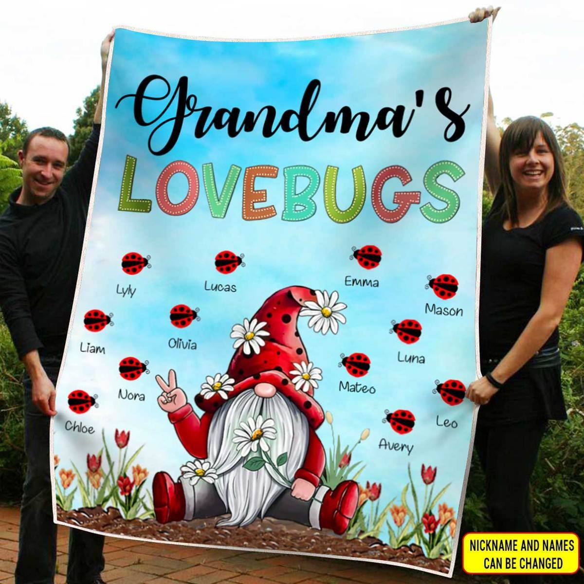 Grandma's Love Bugs Nana Mimi Gigi Personalized Blanket SC2761 Fleece Blanket Dreamship 