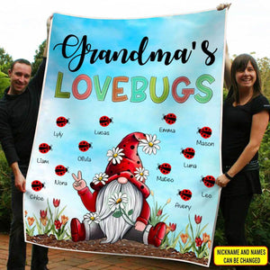 Grandma's Love Bugs Nana Mimi Gigi Personalized Blanket SC2761 Fleece Blanket Dreamship 