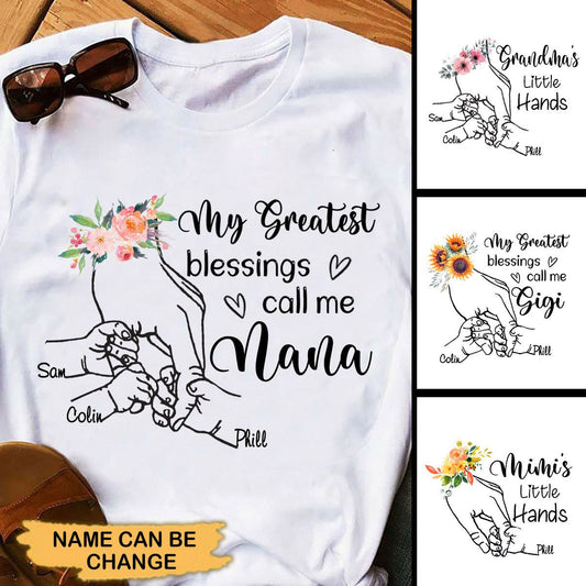 Grandma's little hands Personalized Shirt Apparel Gearment 