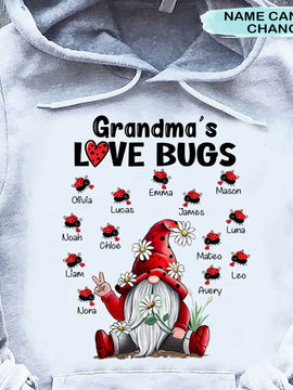 Grandmas Love Bugs Personalized Hoodie Shirt