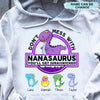 Grandma with Grandkids Don't Mess with Nanasaurus Personalized Hoodie Shirt 2D Hoodie Dreamship 