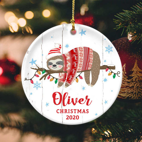 Sloth Personalized Name Circle Ornament hp-14hl015 Dreamship 