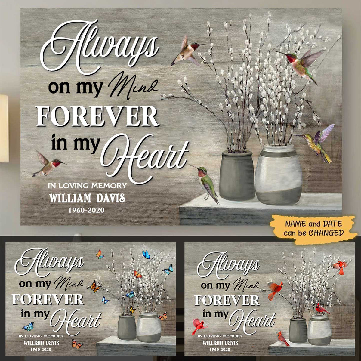 Personalized Memorial Gift wall art canvas Butterfly Dreamship 